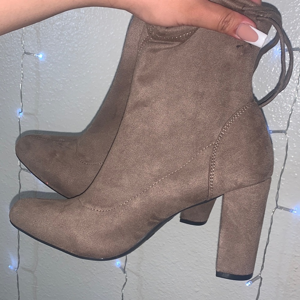 Brown suede boots